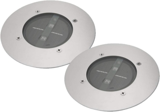 smartwares LED Gartenstrahler, Tageslichtsensor, LED fest integriert, Neutralweiß, 2er-Set Solar-leuchte Boden-Einbaustrahler Außen, Bodenstrahler Ø 14cm