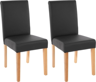 2er-Set Esszimmerstuhl Stuhl Küchenstuhl Littau ~ Kunstleder, schwarz matt, helle Beine
