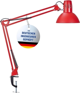 MAUL 'MAULstudy' Tischleuchte, Metall, E27, Rot, Ohne Leuchtmittel, Klemmfuß