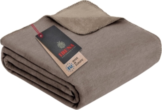Ibena 'Dublin' Uni Doublefacedecke, Baumwollmischgewebe espresso/hellbraun, 150x200cm