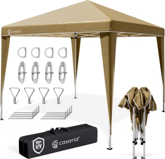 CASARIA® 'Capri' Pop-Up Faltpavillon inklusive Tasche, wasserdicht, UV-Schutz 50+, Stahl / Polyester, Cremeweiß, 3x3 m