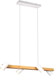 Holzbalken Pendelleuchte MARLEY 4-flammig Weiß, Breite 80cm