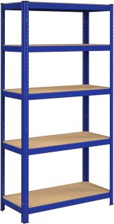 Songmics Schwerlastregal mit 5 Ablagen, Stahl / MDF, Blau, 180 x 40 x 90 cm