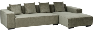 4-Sitzer Ecksofa Cord grün linksseitig LUNGO
