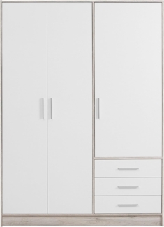 Forte 'Jupiter' Kleiderschrank, Sandeiche/weiß, 3-türig, 145x200 cm