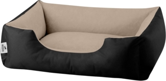BedDog 'LUPI' Hundebett, waschbar, mit Rand, Cordura / Microfaser-Velours, NAMIB-BLACK (schwarz/beige), L 70 x B 55 x H 18 cm