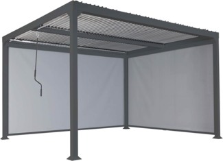 Mendler 'HWC-L41' Pergola mit 2 Seitenwände, Metall anthrazit, 3x3,7 m