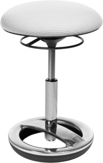 Topstar SU49BR3 Sitness Bob, ergonomischer Sitzhocker, Arbeitshocker, Bürohocker mit Schwingeffekt, Sitzhöhenverstellung, Standfußring Alu, poliert, Stoffbezug, weiß, 36. 5x36. 5x57 cm