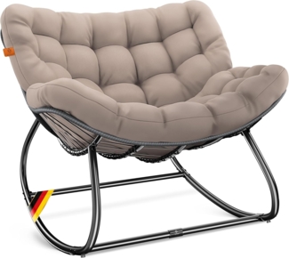 KESSER® Schaukelstuhl für drinnen & draußen ergonomischer Schaukelsessel | maximale Belastung von 120kg Relaxsessel mit Rutschfesten Füßen, Witterungsbeständig | Ideal für Balkon, Garten & Wohnzimmer Taupe, XXL Chillexer