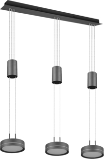 LED Pendelleuchte FRANKLIN 3-flammig höhenverstellbar in Anthrazit, B: 85cm