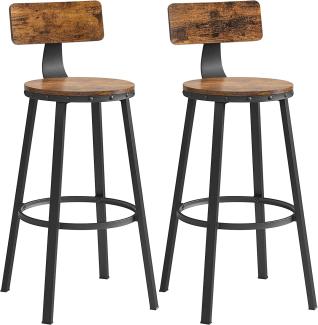 Vasagle 2er-Set Barhocker mit stabilem Metallgestell, Industrie-Design, vintagebraun-schwarz, 99 x 46,5 x 46,5 cm