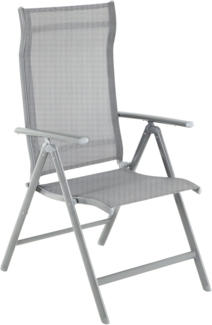 Songmics Gartenstuhl, klappbar, Rückenlehne 8-stufig verstellbar, Aluminium / Kunstfasergewebe, 56 x 70 x 106 cm, Grau