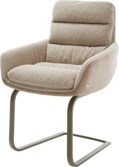 Freischwinger Abelia-Flex mit Armlehnen Materialmix Schlamm Freischwinger flach Effektfinish Titan