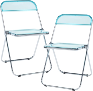 Klappstuhl Pornainen 2er Set Hellblau, transparent [en. casa]