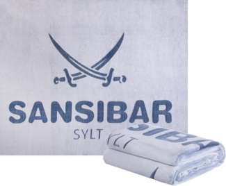 Sansibar 'Sylt' Wohndecke im Hochtief Design, Mikrofaserfleece silber / blau, 150x200 cm