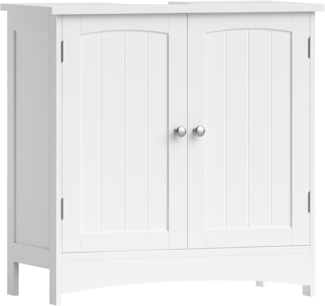 VASAGLE Waschbeckenunterschrank mit 2 Türen und verstellbarer Ablage, 60 x 30 x 60 cm, Weiß