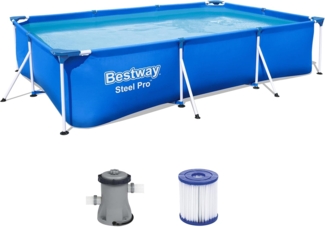 Bestway 'Steel Pro' Frame Pool, inkl. Filterpumpe, Stahl / Kunststoff blau, 300 x 201 x 66 cm
