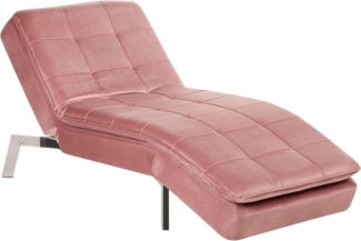 Chaiselongue Samtstoff rosa verstellbar LOIRET