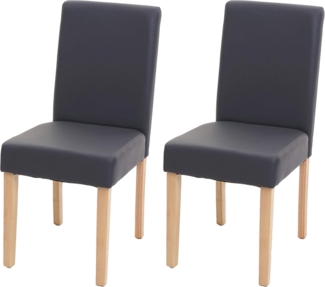 2er-Set Esszimmerstuhl Stuhl Küchenstuhl Littau ~ Kunstleder, grau matt, helle Beine