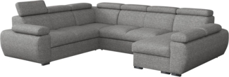 Ecksofa Boston U mit Bettkasten, Schlaffunktion, Einstellbare Kopfstützen (Aragon 90, Seite: Rechts, 2r+R+2p+LC)