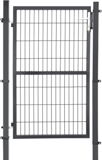 Gartentor aus verzinktem Eisen, Gartentür, Zauntor, Hoftor, robust und langlebig, mit Qualitätsschloss, Türklinke und Schlüssel, 106x150 cm (L x H), Grau