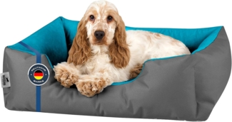 BedDog 'LUPI' Hundebett, waschbar, mit Rand, Cordura / Microfaser-Velours, BLUE-ROCK (grau/blau), L 55 x B 40 x H 17 cm