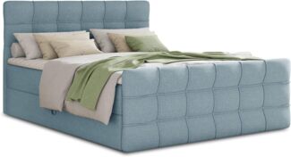 Boxspringbett Best Lux mit Fußteil, 2 Bettkästen, Bonell-Matratze und Topper, Polsterbett (Blau (Vidar 83), 140 x 200 cm)