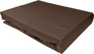 Bettwaesche-mit-Stil Mako-Satin Spannbettlaken dunkelbraun 90x200 cm, Höhe 20 cm