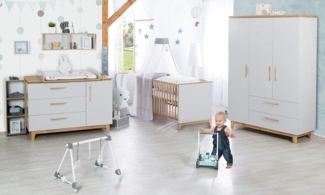 roba Kinderzimmerset 'Caro' 3-teilig - Bett 70 x 140 - Kleiderschrank 3-türig - Lichtgrau / Goldeiche