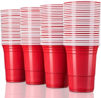 TRESKO Partybecher, 50 Stück, ohne Bälle, Polypropylen rot, 473 ml