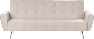 beliani 'SELNES' Schlafsofa, 3-Sitzer, Samtstoff, Beige, 85 x 84 x 212 cm