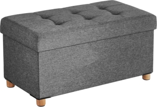 Songmics 'LSF16GYZ' Sitztruhe mit Stauraum und Deckel, Leinenimitat / MDF dunkelgrau, 76 x 38 x 40 cm
