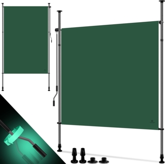 KESSER® Klemmmarkise Senkrechtmarkise außen Ausziehbar & Blickdicht | Vertikalmarkise mit Handkurbel ohne Bohren | Balkon-Sichtschutz & Windschutz für Garten & Terrasse Wasserfest Dunkelgrün, 100 x 310 cm