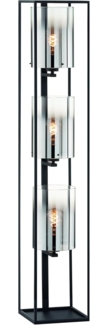 Fischer & Honsel 40419 Stehleuchte Samu 3-flammig schwarz Glas rauchfarben klar