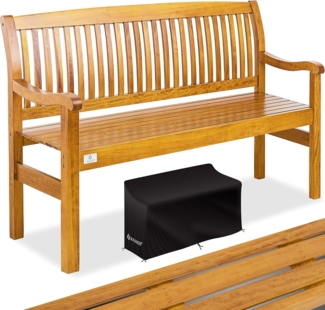 KESSER® Gartenbank Holz Holzbank wetterfest | Parkbank Massivholz | Sitzbank Balkonbank Gartenmöbel Bank für Balkon, Terrasse & Garten Hellbraun, 150 cm