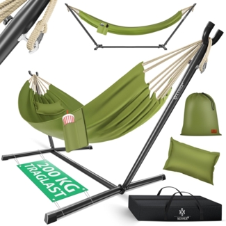 KESSER® Hängematte LAKE mit Gestell, für 2 Personen, 200kg Belastbarkeit, Khaki
