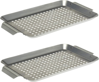 Bremermann Grillplatte 2er Set, Edelstahl grau, 32 x 1,5 x 18,5 cm