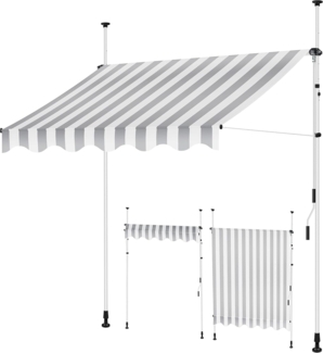 KESSER® Klemmmarkise mit Handkurbel Balkon, Balkonmarkise ohne Bohren, UV-beständig höhenverstellbar wasserabweisend, Sonnenschutz, Terrassenüberdachung, einfache Montage 300cm