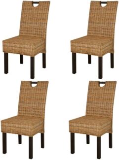vidaXL Esszimmerstühle, 4 Stück, Kubu-Rattan Mangoholz