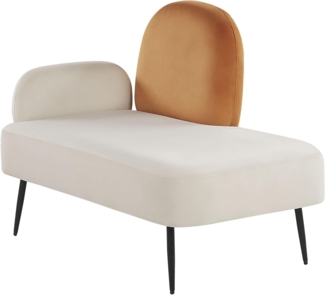 Chaiselongue Samtstoff weiß orange linksseitig ARCEY