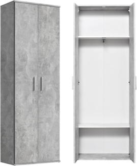 mokebo® Garderobenschrank mit Kleiderstange aus Holz 'Der Lange', 60CM Breite, schmaler Mehrzweckschrank in Grau für den Flur, Schrank & Kleiner Kleiderschrank | 60 x 180 x 34 (B/H/T in cm) | Betonoptik