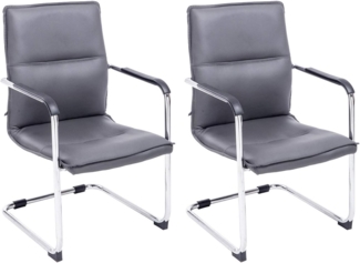 2er Set Besucherstuhl Seattle, Grau