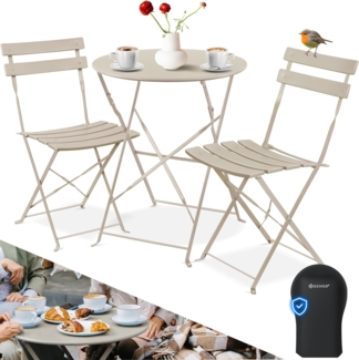 KESSER® Bistroset, 3-teilig, Bistrotisch mit 2 Stühle, inkl. Abdeckung, klappbar, Metall Cappuccino