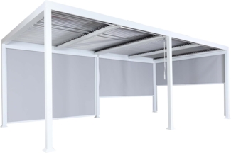 Mendler 'HWC-L41' Pergola mit 3 Seitenwände, Metall weiß, 3x6 m