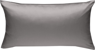 Bettwaesche-mit-Stil Mako-Satin, Baumwollsatin Kissenbezug einzeln, uni / einfarbig, dunkelgrau, 40x80 cm
