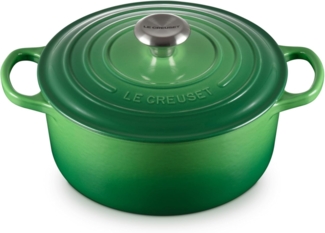 Le Creuset Signature Gusseisen-Bräter mit Deckel, Für alle Herdarten und Induktion geeignet, Rund, Bamboo Green, 24,0 cm, 4.2