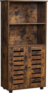Vasagle Highboard, Bücherschrank mit Lamellentüren, 2 offene Fächer
