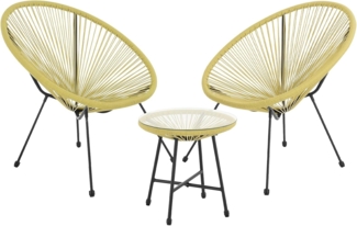 SVITA 'Bali' Balkon-Möbel, 3-TLG., Polyrattan Gelb