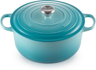 Le Creuset Signature Gusseisen-Bräter mit Deckel, Für alle Herdarten und Induktion geeignet, Rund, Karibik, 28,0 cm, 6.7