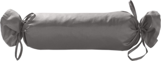 Mako Satin / Baumwollsatin Nackenrollen Bezug uni / einfarbig dunkelgrau 15x40 cm mit Bändern